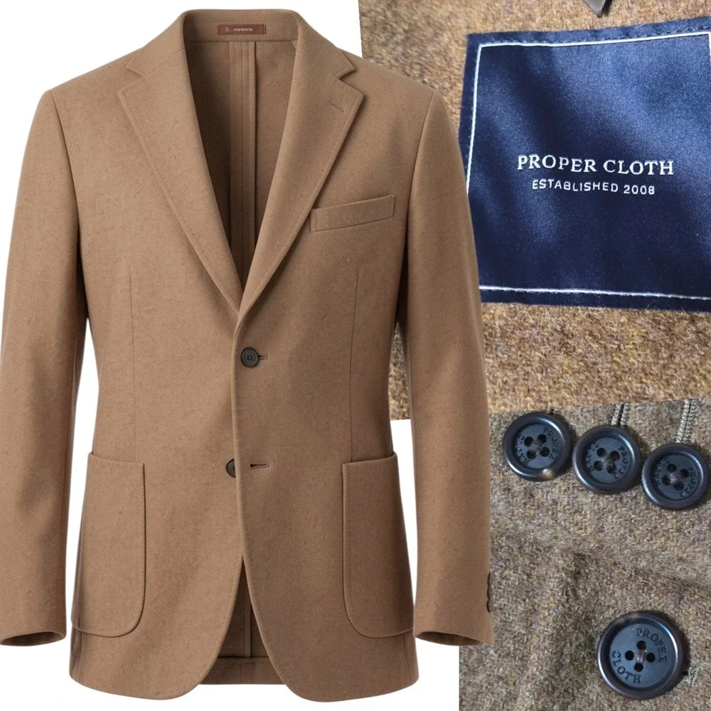 Proper Cloth Sport Coat Mens 48 Japanese Ochre Wool Shetland Tweed Blazer